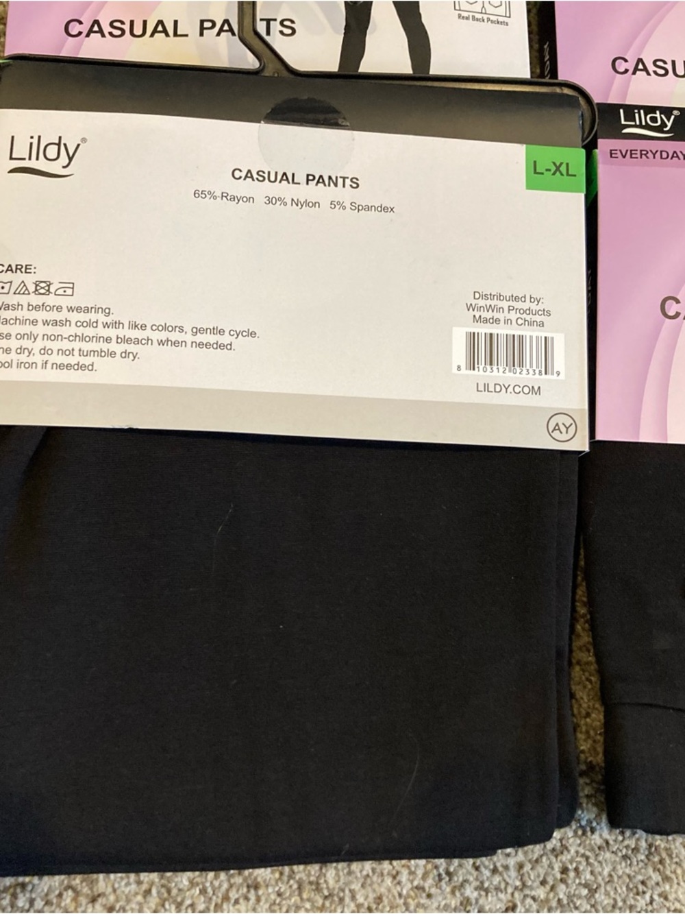 Lot of 4 Lildy Everyday Casual Pants L/XL Black Pull-On Stretch Pants  NEW - Picture 6 of 6